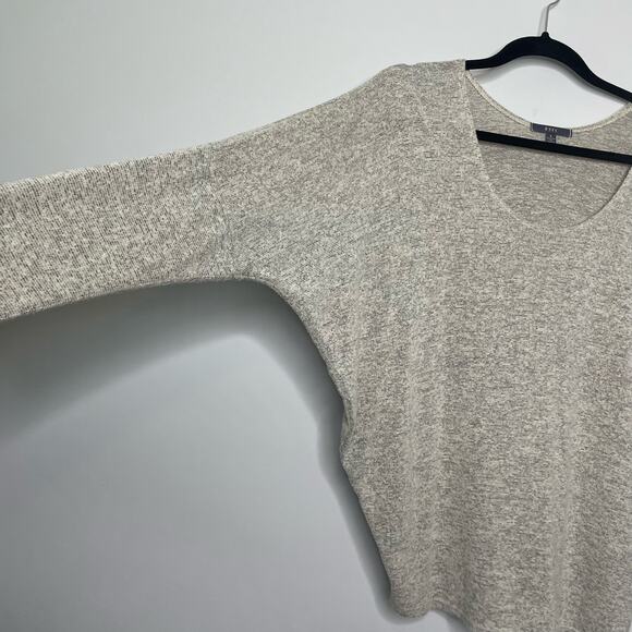 Gyft Long Sleeve Top Scoop Neck Drop Shoulder Sweater Gray Tan Lagenlook L - Picture 4 of 11